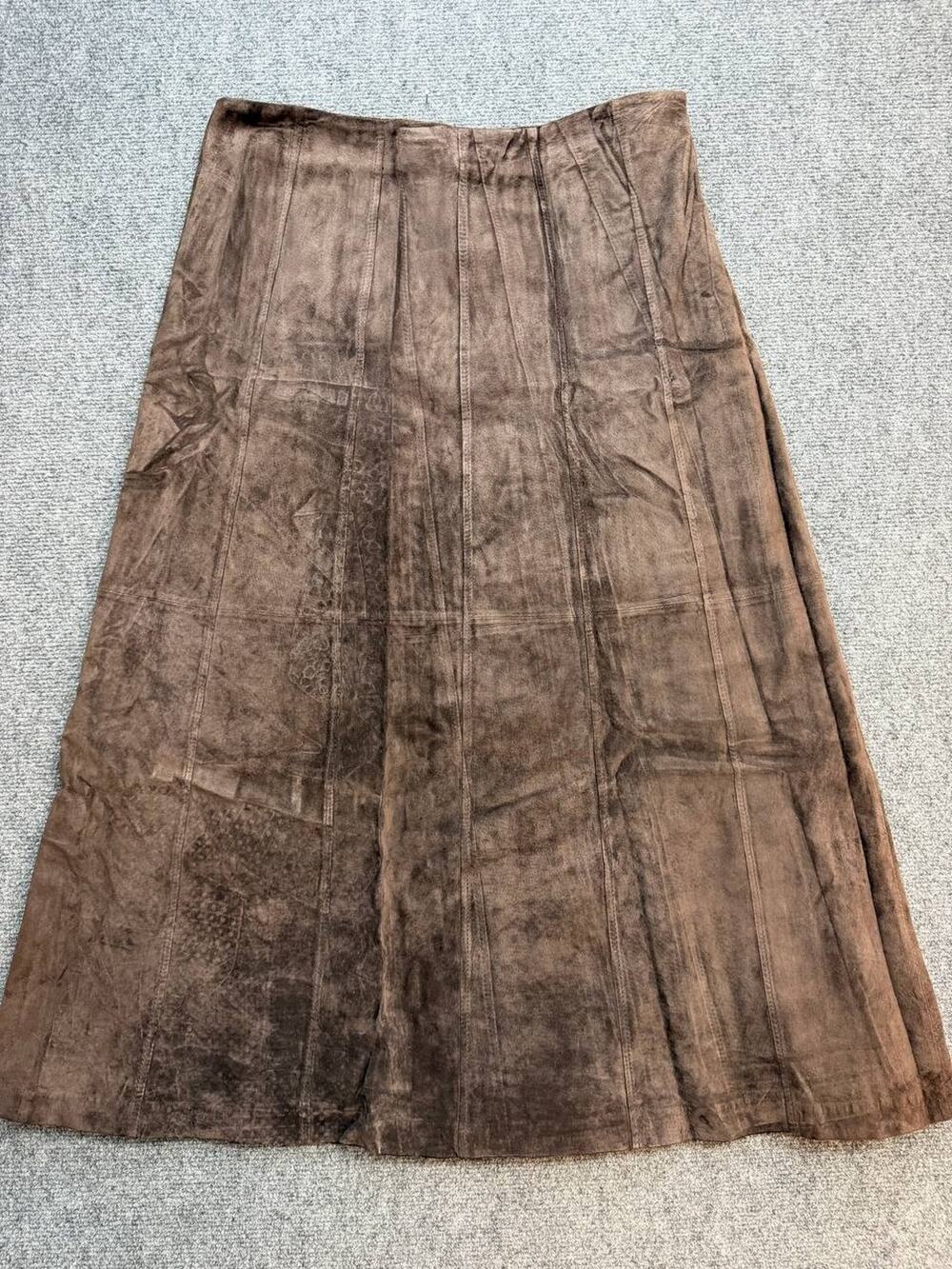 Parisian Signature Women's Brown Genuine Leather A-Line Midi Skirt Size 12